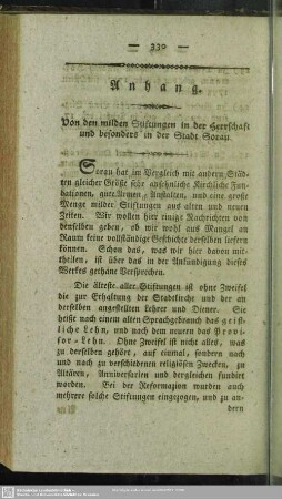 Von den milden Stiftungen in der Herrschaft und besonders in der Stadt Sorau