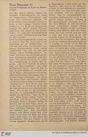 Tran Nummer 11 : Deutsche Volkskritik, die Kritik des Wiederaufbaus