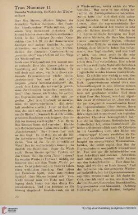 Tran Nummer 11 : Deutsche Volkskritik, die Kritik des Wiederaufbaus