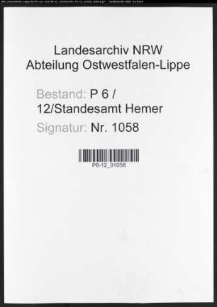 Sterberegister Standesamt Hemer