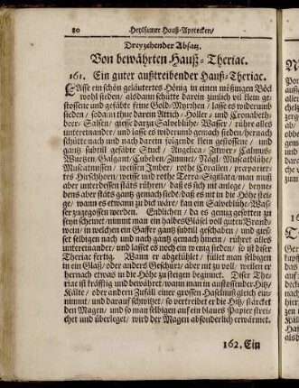 Dreyzehender Absatz. Von bewährten Hauß-Theriac