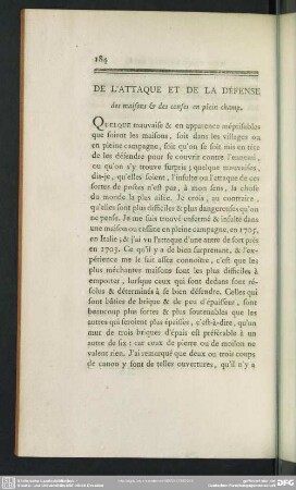 De L' Attaque Et De La Défense des maisons & des censes en plein champ