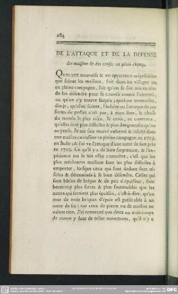De L' Attaque Et De La Défense des maisons & des censes en plein champ