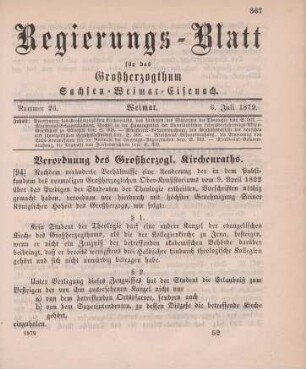 94. Verordnung des Großherzoglichen Kirchenraths, das Predigen der Studenten der Theologie betreffend