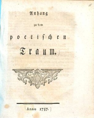 Anhang zu dem poetischen Traum