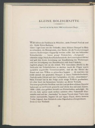 Kleine Holzschnitte. Vorwort zu der im Jahre 1900 erschienenen Mappe