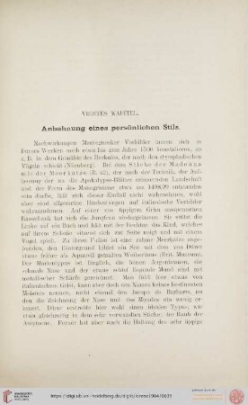 Viertes Kapitel: Anbahnung eines persönlichen Stils