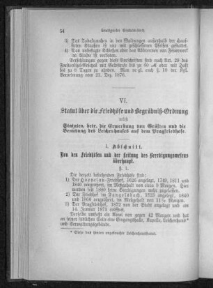 Friedhof-Statut und Begräbnis-Ordnung