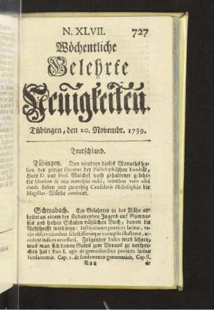 XLVII. (20. Novembr. 1739)