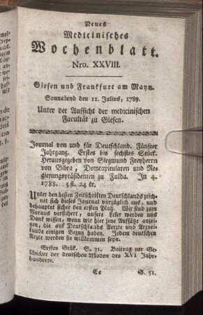 Nro. XXVIII. Sonnabend den 11. Julius, 1789.