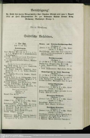 Vierte Abtheilung. Behördenverzeichnis