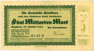 Geldschein / Notgeld, 5 Milliarden Mark, 27.10.1923