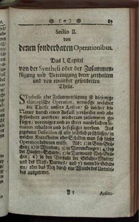 Sectio II. von denen sonderbaren Operationibus.
