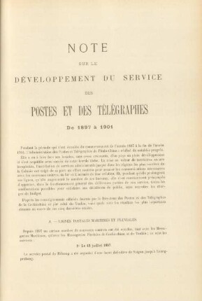 Note sur le développement du service ...