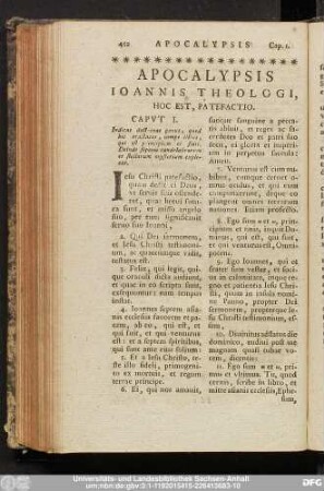 Apocalypsis Ioannis Theologi, Hoc Est, Patefactio.