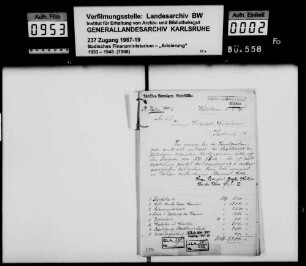 Hahn, Berta Sara, Witwe des Bernhard Hahn, Külsheim siehe auch Nr. 559 - 560