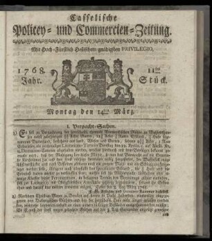 11tes Stueck, Montag den 14ten Maerz. 1768