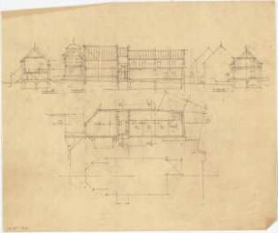 Döllgast, Hans; Marktsteft (Bayern); Gemeindehaus - Schnitte; Grundrisse