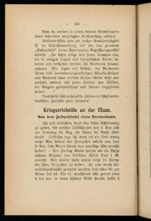 138-145, Kriegserlebnisse an der Maas