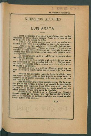 Nuestros actores - Luis Arata