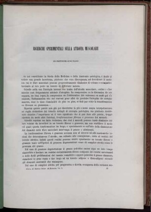 Ricerche Sperimentali Sulla Atrofia Muscolare