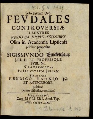 Feudales Controversiae Illustres