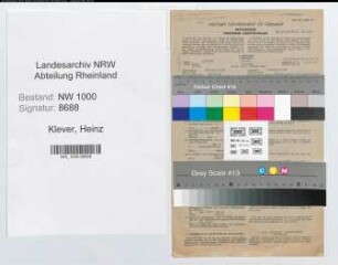 Entnazifizierung Heinz Klever, geb. 26.12.1896 (Bankprokurist)