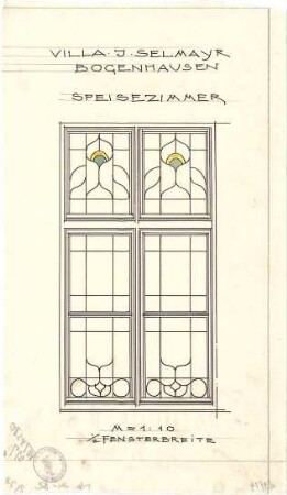 Pfann, Paul; München - Bogenhausen; Villa Jos. Selmayer - Fenster im Speisezimmer (Ansicht)