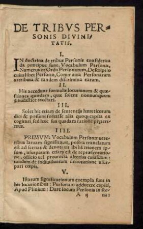 De Tribus Personis Divinitatis.
