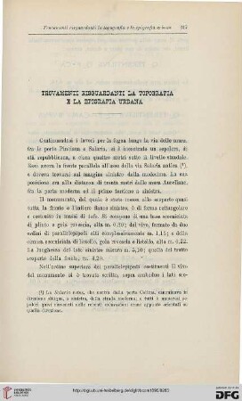 18: Trovamenti risguardanti la topografia e la epigrafia figurata