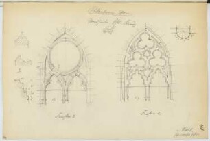 Dom, Paderborn: Grundriss Nordkapelle, Details Fenster (aus: Skizzen- und Fotoalbum 18)