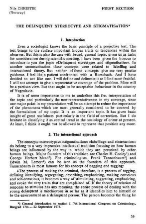 59-74, The delinquent stereotype and stigmatisation