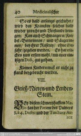 VIII. Grieß-, Nieren- und Lenden-Stein