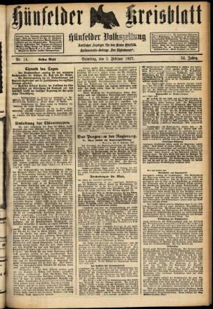 Erste Ausgabe vom Samstag, den 05. Februar 1927.