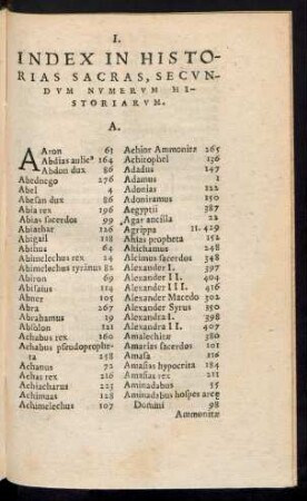 Index In Historias Sacras ...