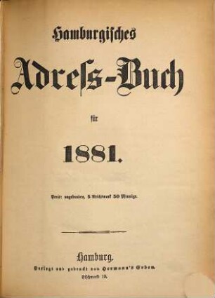 Hamburgisches Adressbuch. 1881