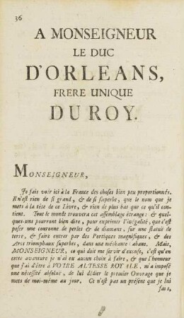A Monsieur Le Duc D'Orleans, Frere Unique Du Roy.