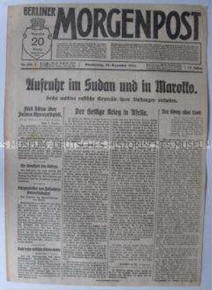 Tageszeitung "Berliner Morgenpost" u.a. über antikoloniale Bewegungen in Afrika