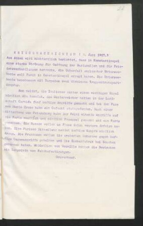 22 Kriegsnachrichten 3. Juni 1915