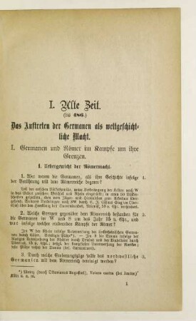 I. Germanen und Römer im Kampfe um ihre Grenzen
