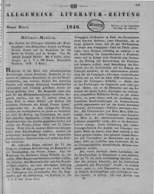 Richter, A. L.: Das Institut der Chirurgen-Gehülfen oder Krankenpfleger. Eine Humanitätsanstalt der Königl. Preuss. Armee und ein Bedürfniss für alle Heere im Friede und im Kriege. Mit zwei Tafeln Abbildungen. Düsseldorf: Buddeus 1847