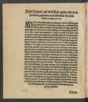 Von Tagen/ an welchen gemeine versamblung gehalten/ und ...