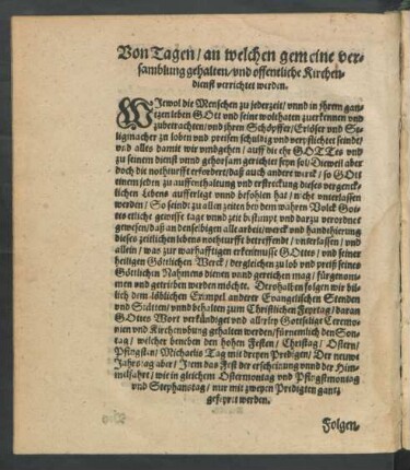 Von Tagen/ an welchen gemeine versamblung gehalten/ und ...