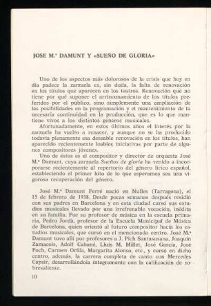 José María Damunt y "Sueño de gloria"