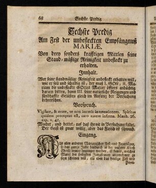 68-70, Innhalt; Vorspruch; Eingang; Vortrag und Abtheilung