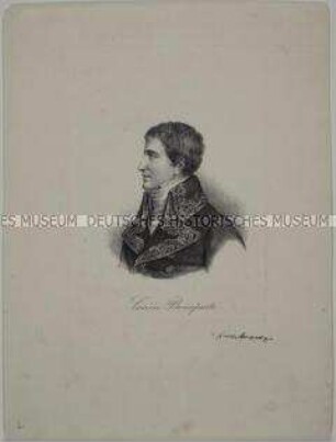 Brustbildnis des Lucien Bonaparte im Profil - Blatt mit faksimilierter Unterschrift des Dargestellten