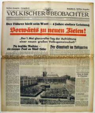 Tageszeitung "Völkischer Beobachter" zum 1. Mai in Berlin