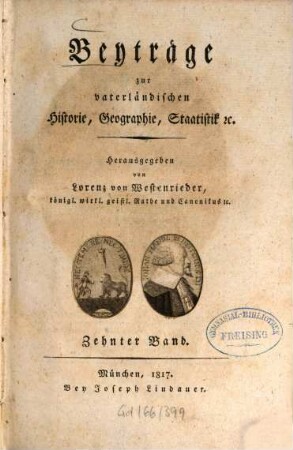 Beyträge zur vaterländischen Historie, Geographie, Staatistik, etc.. 10 = Neue Beyträge ... ; 2. 1817