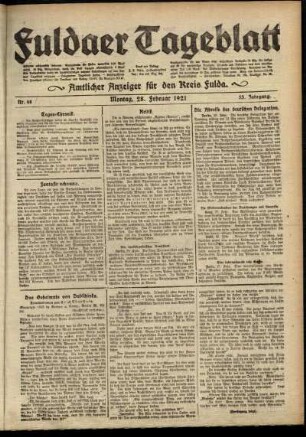 Ausgabe vom Montag, den 28. Februar 1921.