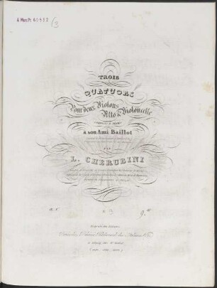 Trois quatuors pour deux violons, alto & violoncelle, oe. 1er, 3. [d-Moll]. - 4 St. - Pl.-Nr. 1993
